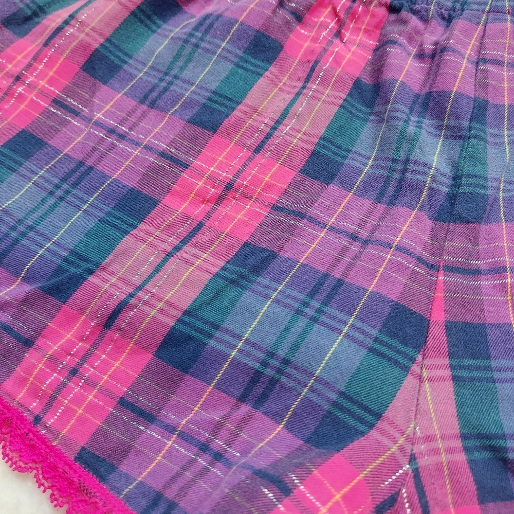 3/$20 Victoria's Secret Pink Purple Plaid Mid Rise Short Pajama Shorts Size S - Picture 9 of 9